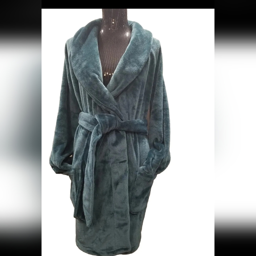 NWT! Victorias Secret Cozy Green Short Robe Super Soft XS/S - Picture 2 of 14